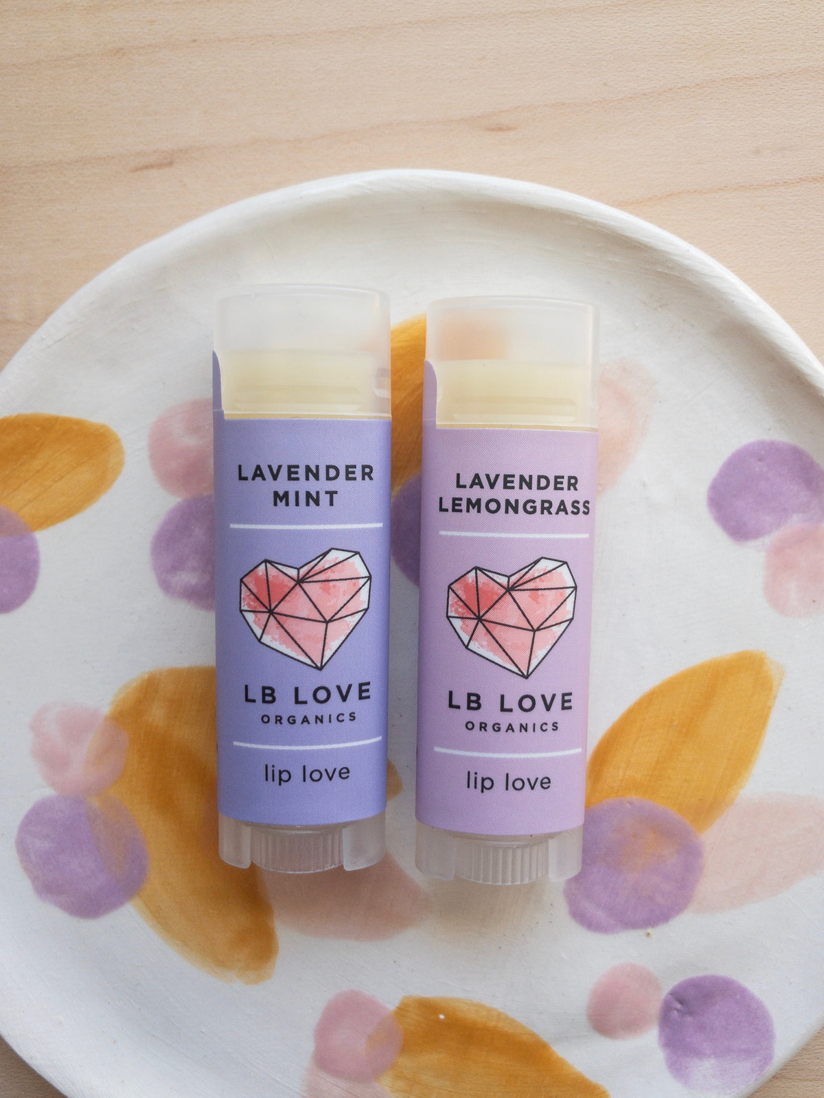  Love Organics lip balm lavender lemongrass lavender mint dry and sensitive lips
