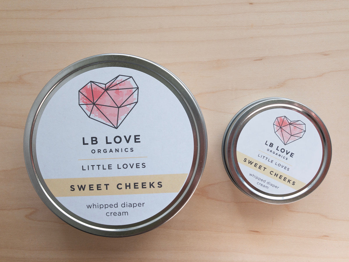 LB Love Organics sweet cheeks diaper cream safe for cloth diapers gentle on baby skin