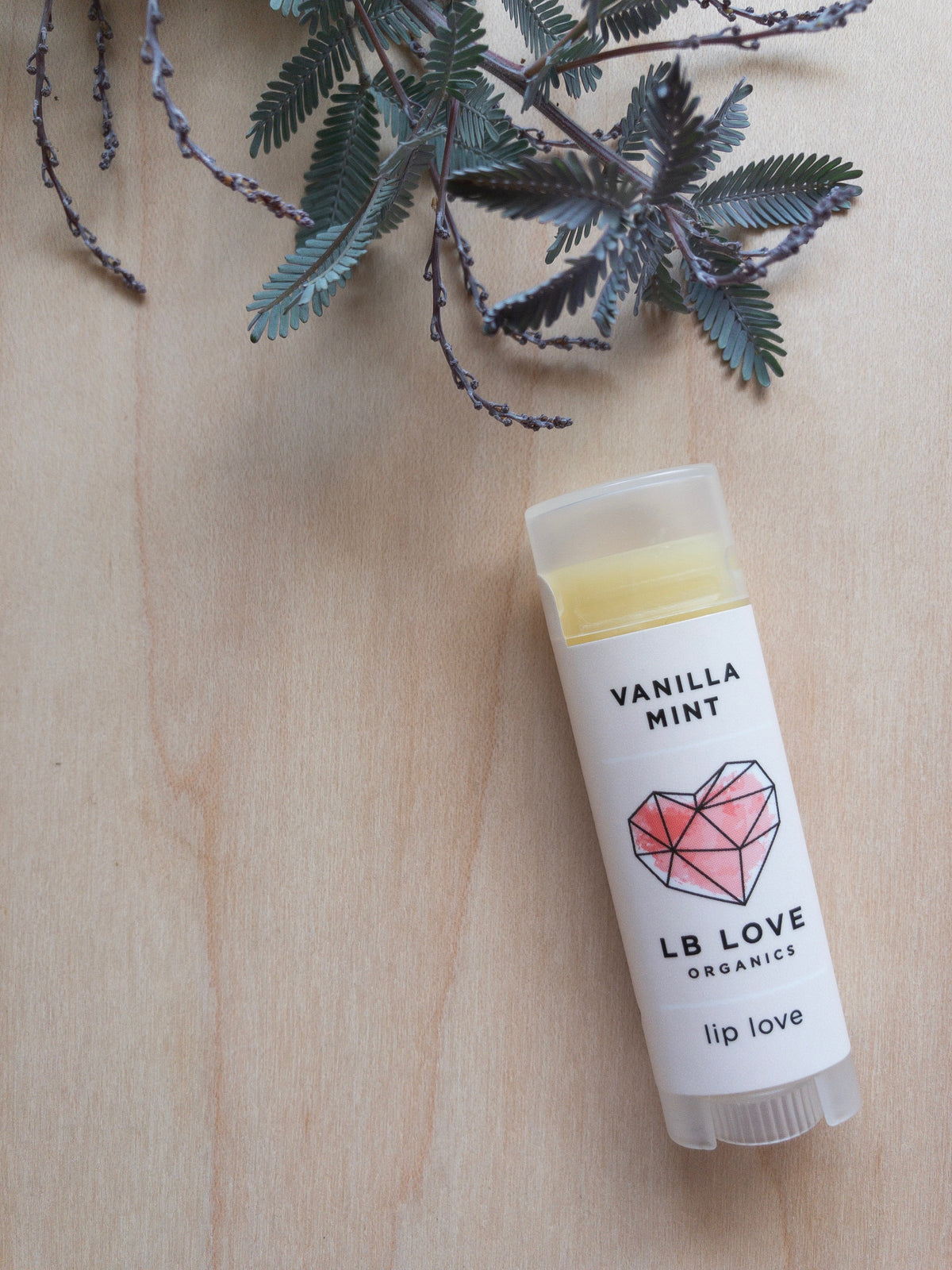 LB Love Organics lip balm vanilla mint dry sensitive lip care