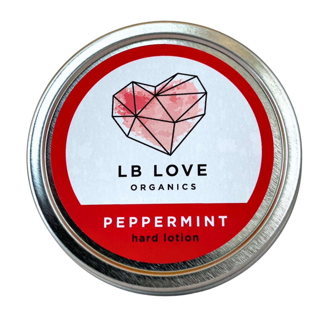 LB Love Organics Hard Lotion Bar Peppermint 1.2 ounces plastic free lotion