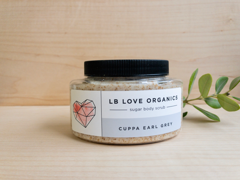 LB Love Organics Cuppa Earl Grey Organic Hand + Body Sugar Scrub vegan skincare exfolliant