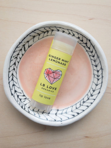 LB Love Organics lip love lip balm Ginger Mint Lemonade dry sensitive lips summer favorite organic lip balm