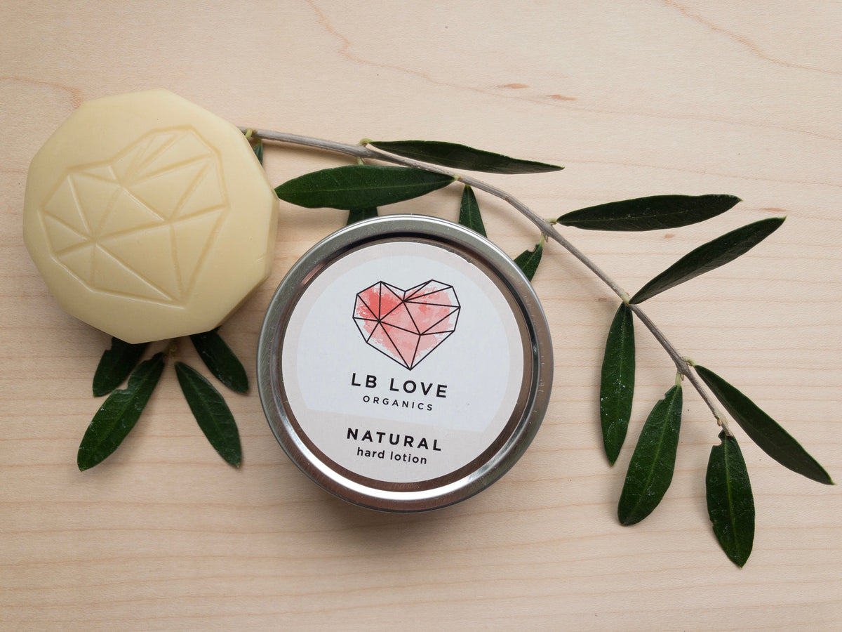 LB Love Organics hard lotion bar solid unscented treatment dry sensitive skin hands