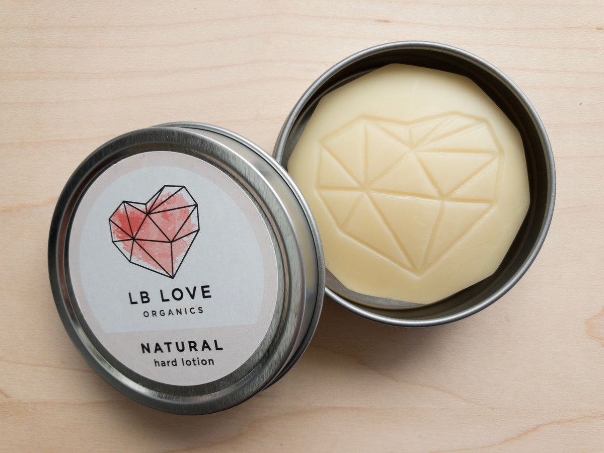 LB Love Organics hard lotion bar solid unscented treatment dry sensitive skin hands