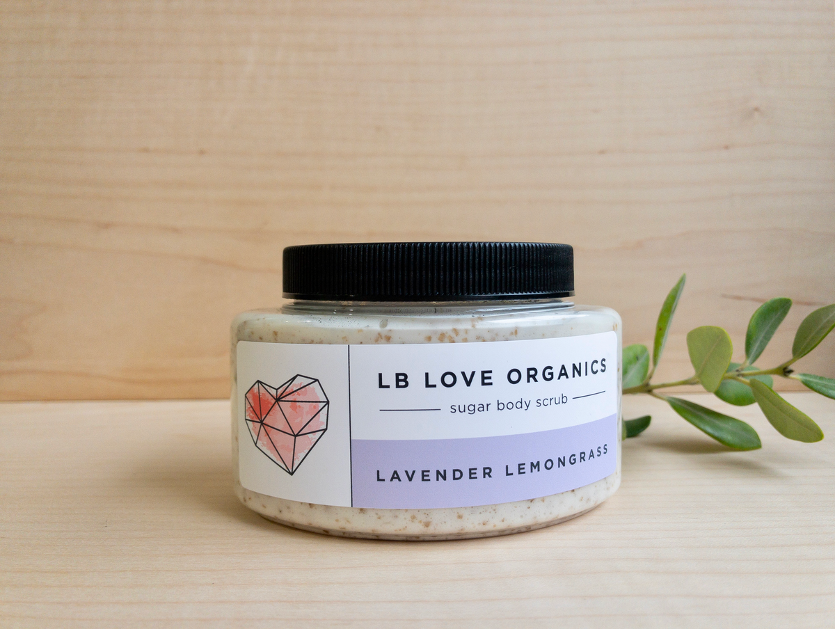 LB Love Organics sugar hand body scrub Lavender Lemongrass dry sensitive skin