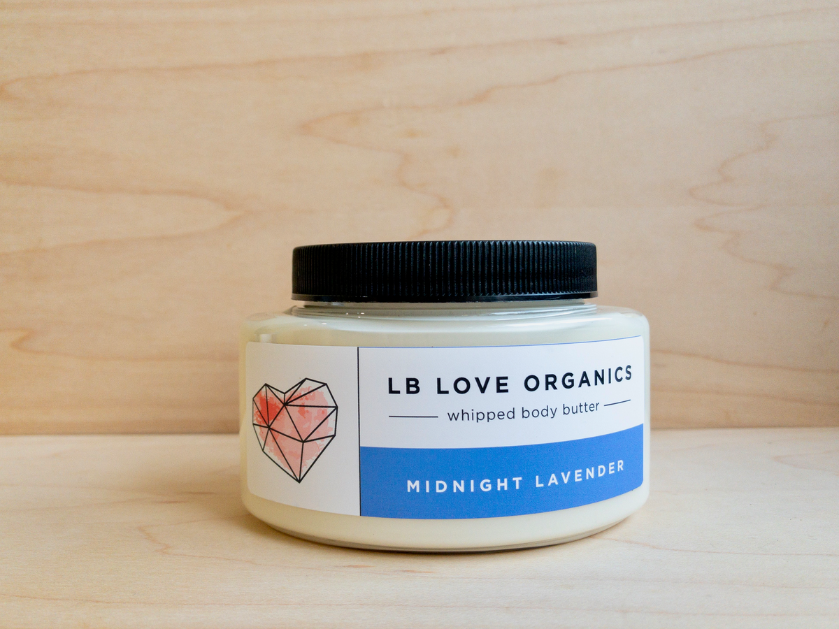 LB Love Organics whipped shea body butter Midnight Lavender dry sensitive skincare cruelty free