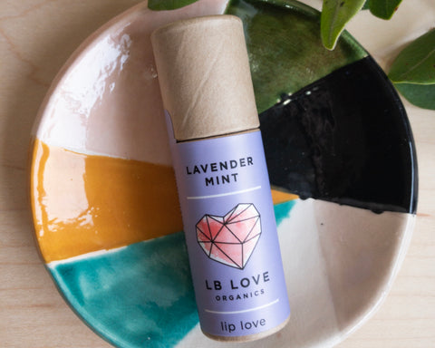 Love Organics lip balm lavender mint dry and sensitive lips zero waste paper tube