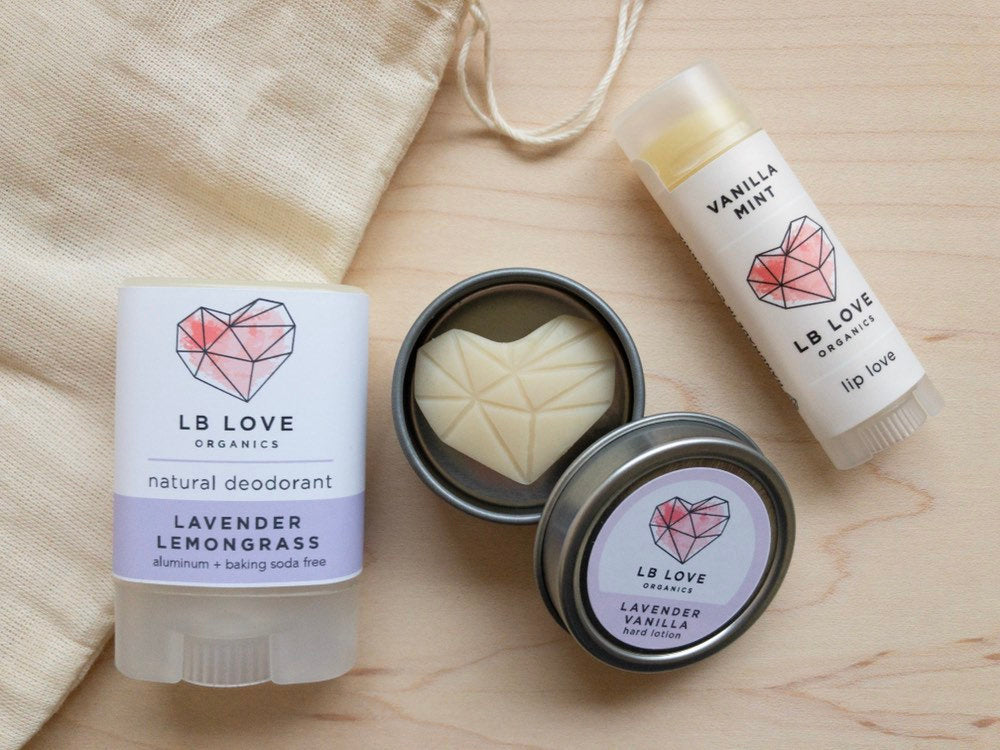 Shelter in Place Gift Set // organic deodorant, hard lotion, lip balm // cancer survivors // chemo patients // organic gift set freeshipping - LB Love Organics