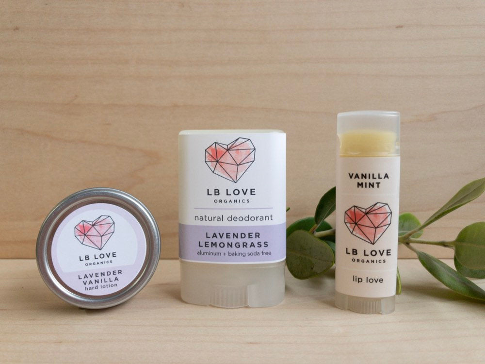 Shelter in Place Gift Set // organic deodorant, hard lotion, lip balm // cancer survivors // chemo patients // organic gift set freeshipping - LB Love Organics
