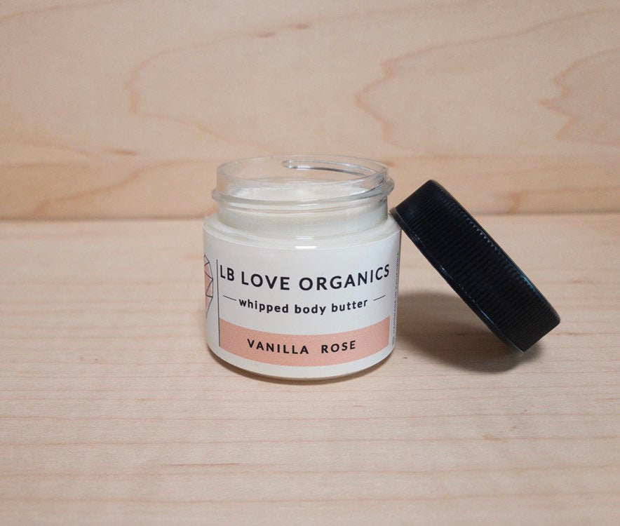 LB Love Organics vanilla rose shea organic body butter dry sensitive skin cruelty free skincare mini try me size