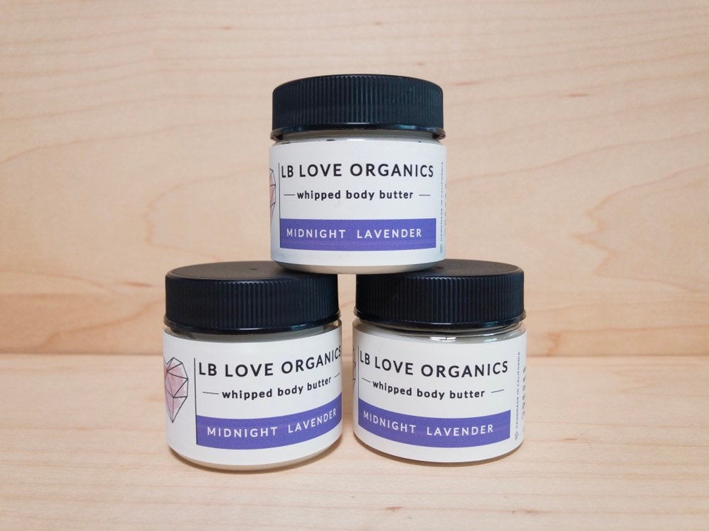 LB Love Organics whipped shea body butter Midnight Lavender dry sensitive skincare cruelty free mini try me size