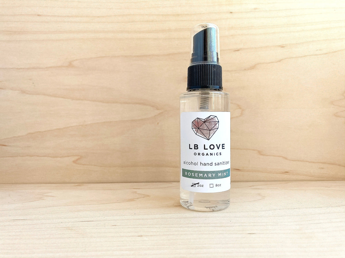 SPRAY Hand Sanitizer // 70% ethyl alcohol // essential oil sanitizer // Mask disinfectant Aromatherapy - LB Love Organics Rosemary mint